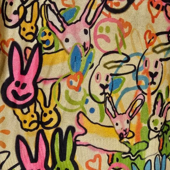 Rabbit Lightweight Crew Neckline Long Sleeves Multicolored & Yellow Knit Sweater - Picture 4 of 11